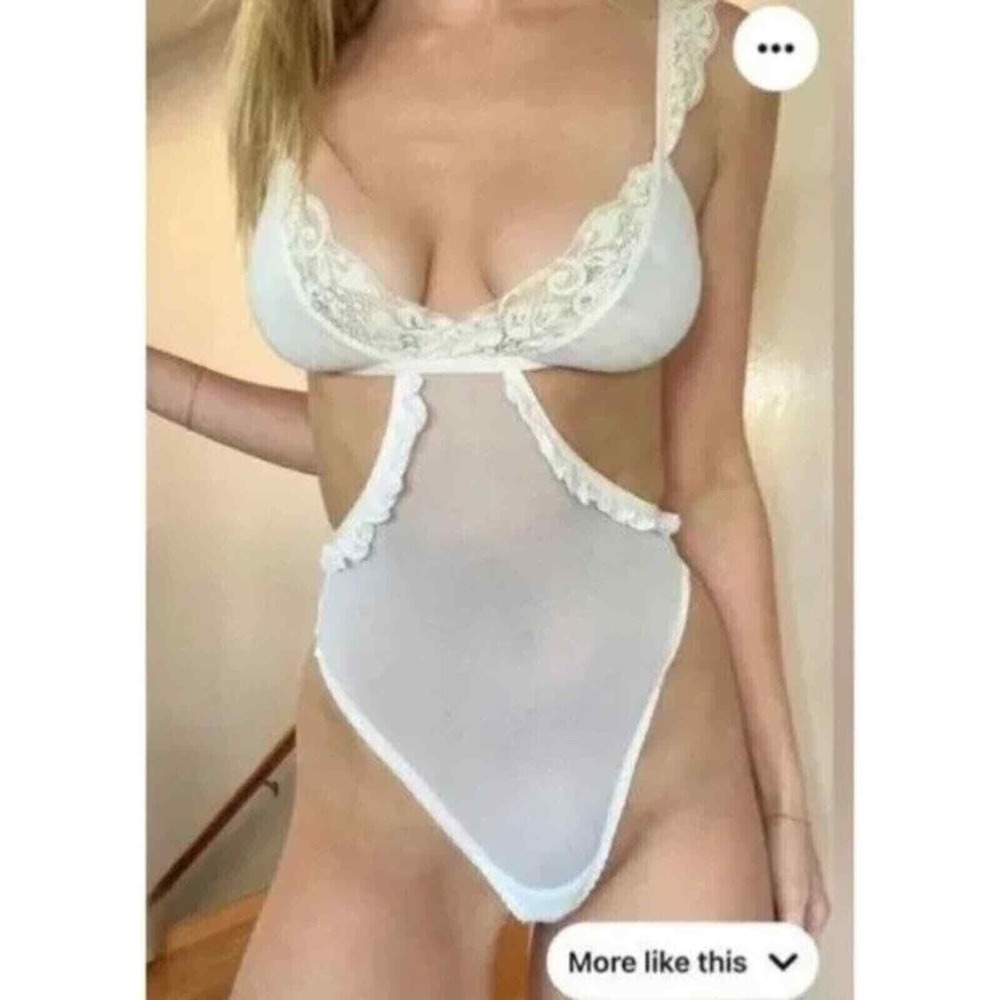 We Are HAH Key To UR Heart Bodysuit Sheer Cream Ivory Free People Size XS NWT